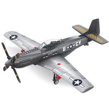 Apostrophe Games WW2 P-51 Mustang Fighter Plane Building Block Set - 258 -Pcs Building Toys Set - Plane Toy for Kids Older Than