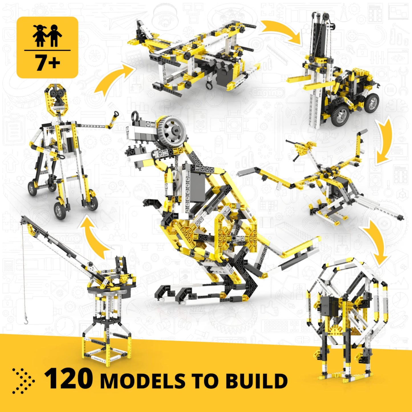Engino- Inventor Stem Toys, 120 Motorized Models, Educational Toys For Kids 7+, Stem Projects For Inventors, Stem Building Toys, Gifts For Boys & Girls