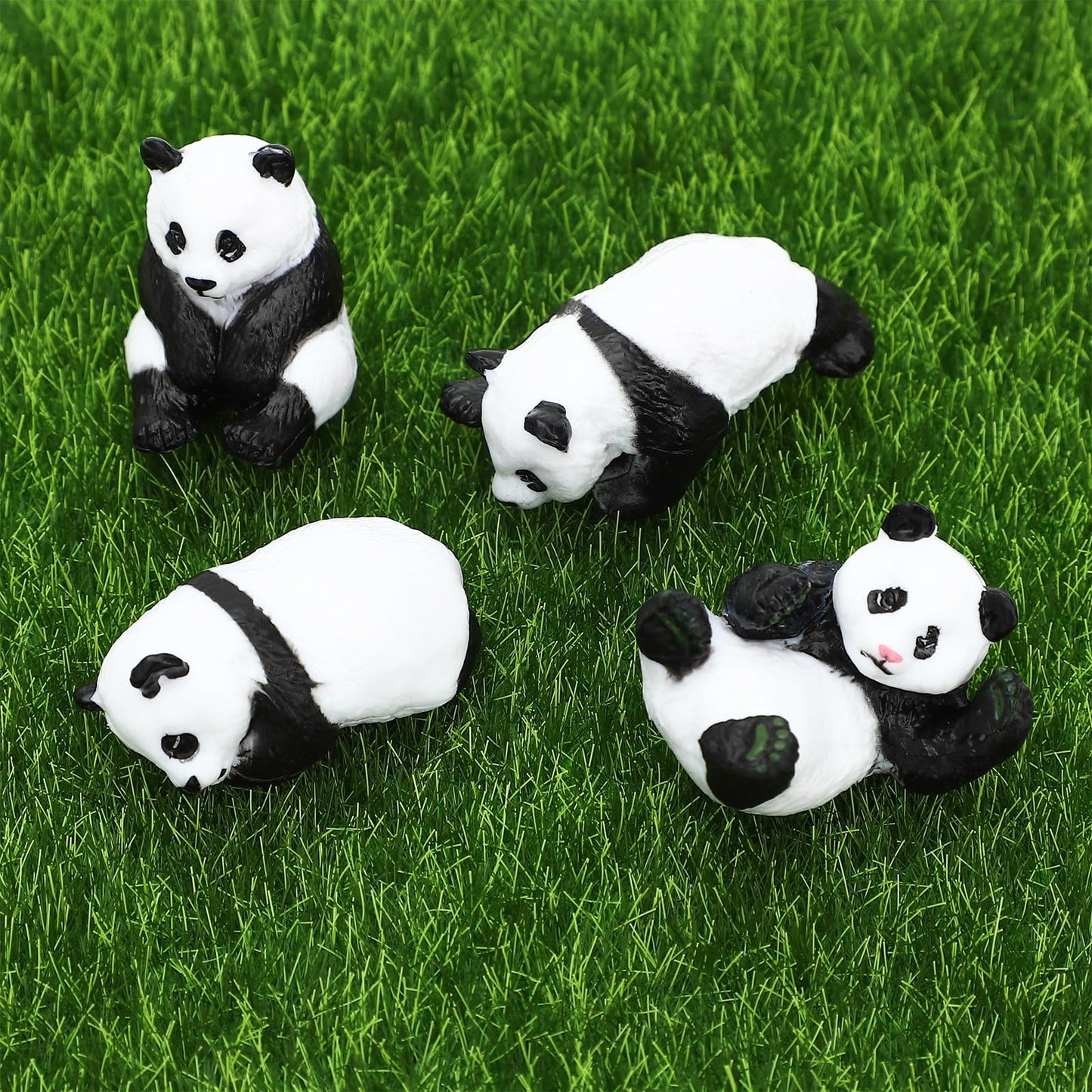 Onest 16 Pieces Mini Panda Figurines Set Miniature Model Pandas Bamboo Toys Pandas Cake Toppers Decoration Small Panda Figures F