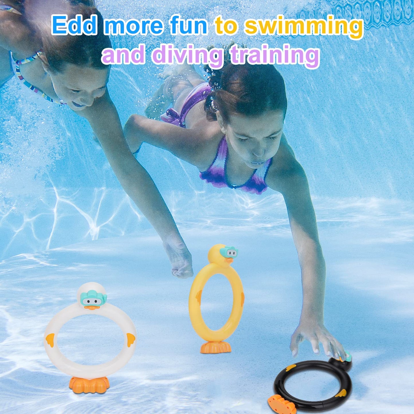 Sasbsc Diving Rings Pool Diving Toys For Kids Ages 4-8 Swimming Pool Toys For Kids Ages 8-12 Summer Outdoor Water Toys For Kids Adults Underwater Pool Dive/Swim Training Toy …