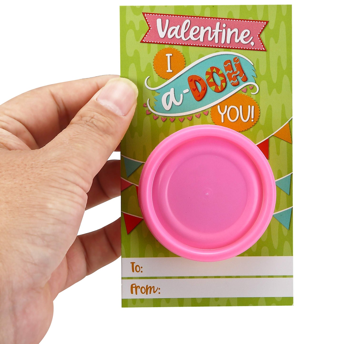 Joyin 28 Pcs Valentine Day Gift Cards With Colorful Playing Dough For Kids Party Favors, Valentine'S Classroom Exchange Prize