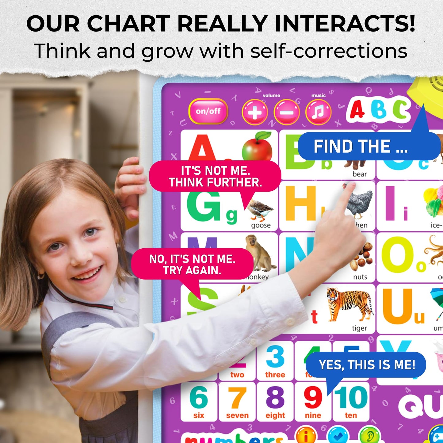 Quokka Alphabet Poster Educational Toy For 3-4 Year Old - Abc Learning Wall Chart For Toddlers - Interactive Speech Therapy Game