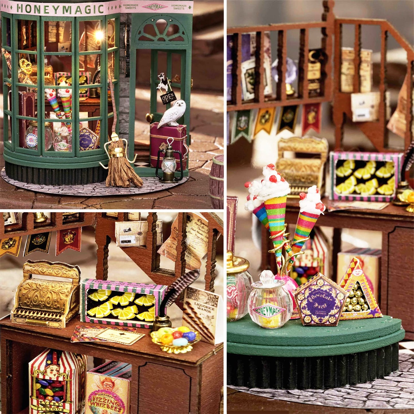 Spilay Dollhouse DIY Miniature Wooden Furniture Kit Mini Handmade Doll House Model with Dust Cover & LED 1:24 Scale Creative Woodcrafts Toys for mature-themed Friend Lover Birthday Gift B48