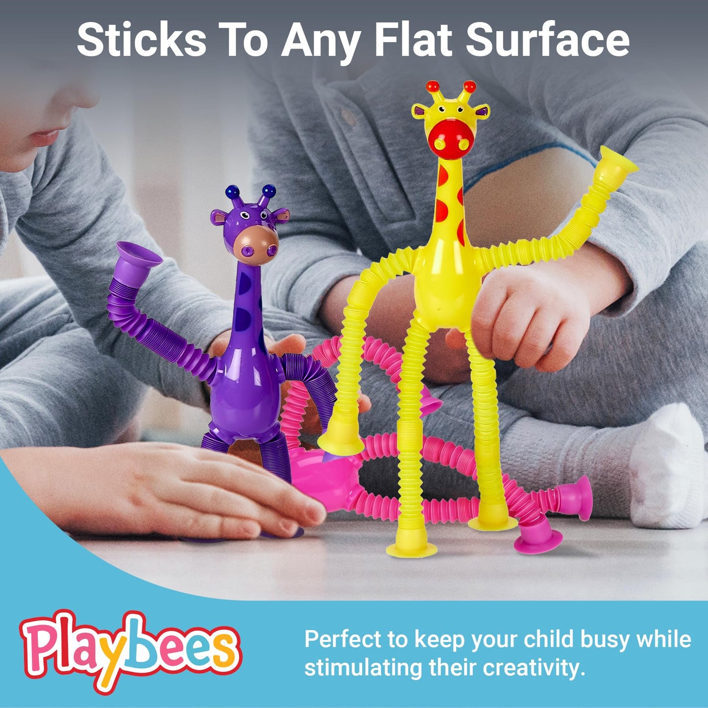 Telescopic Suction Cup Giraffe Toys For Toddler Restaurant Dinner Table Activities, Stretchy Animal Pop Tubes, Telescopic Sensor