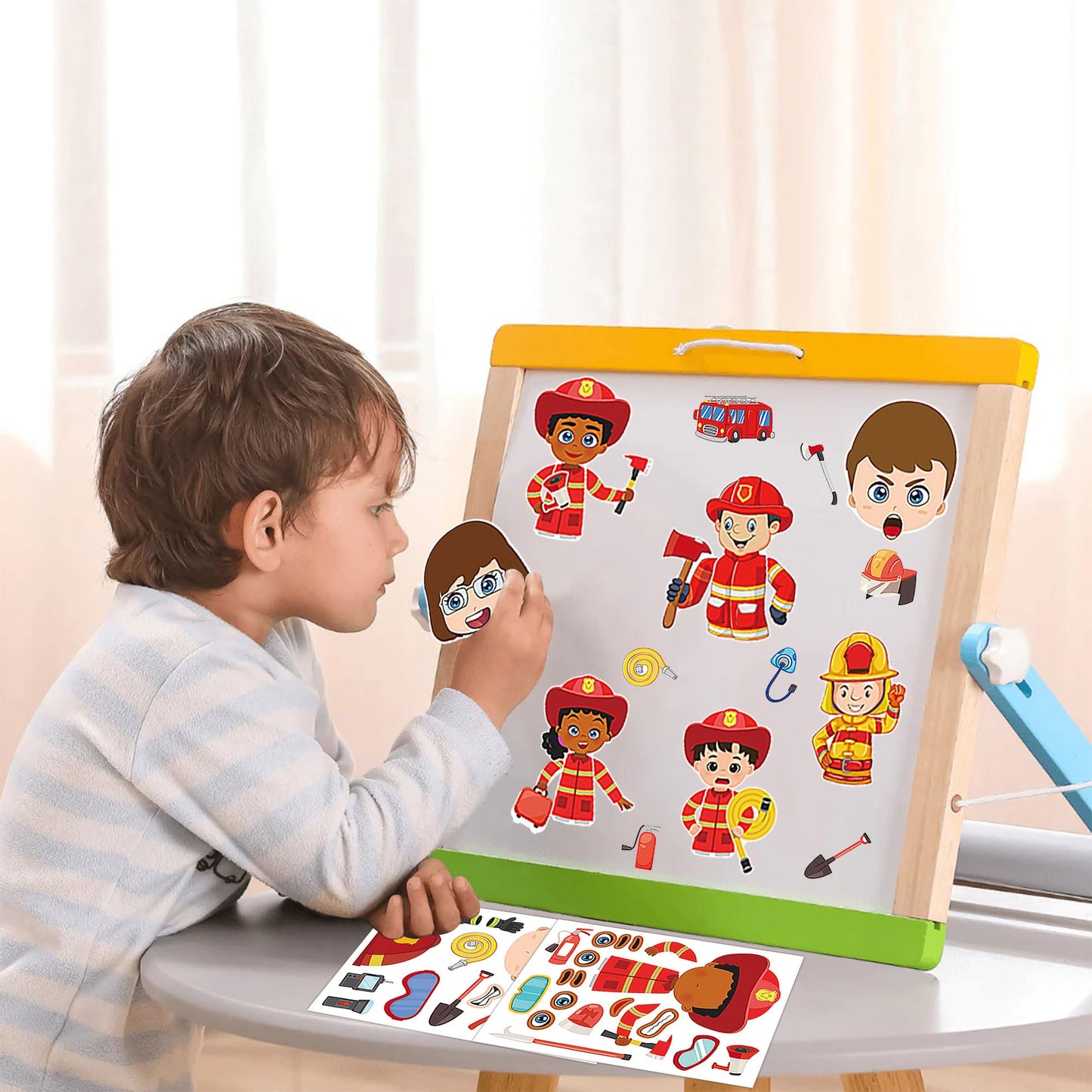 Dorgua Make-A-Face Sticker Set, Make A Fireman Stickers For Kids Boys, Diy Craft Stickers Face Stickers Decor, Make Your Own Fir