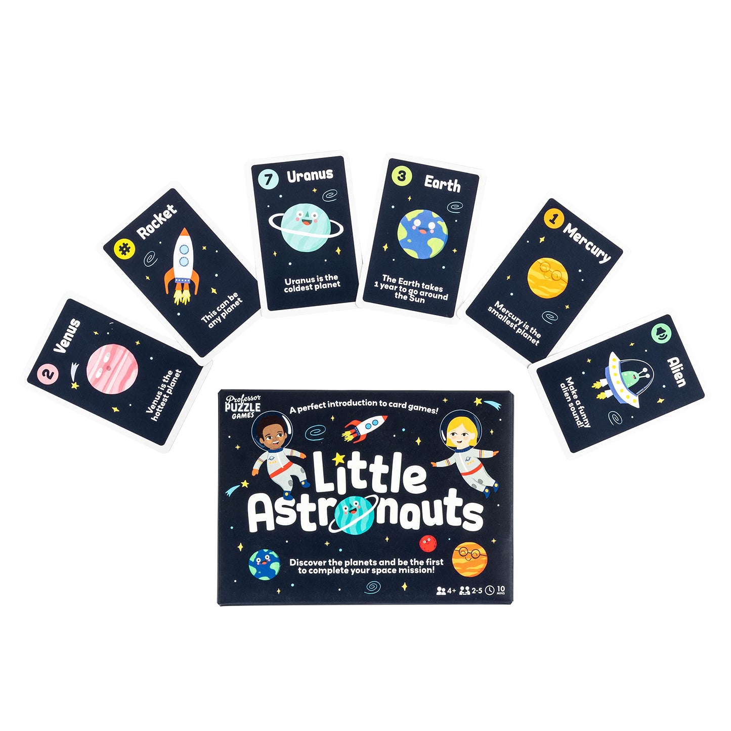 Professor PUZZLE Little Astronauts Card Game for Ages 4+, 2-5 Players, 10 Min Playtime - Fun Multicoloured Family Game