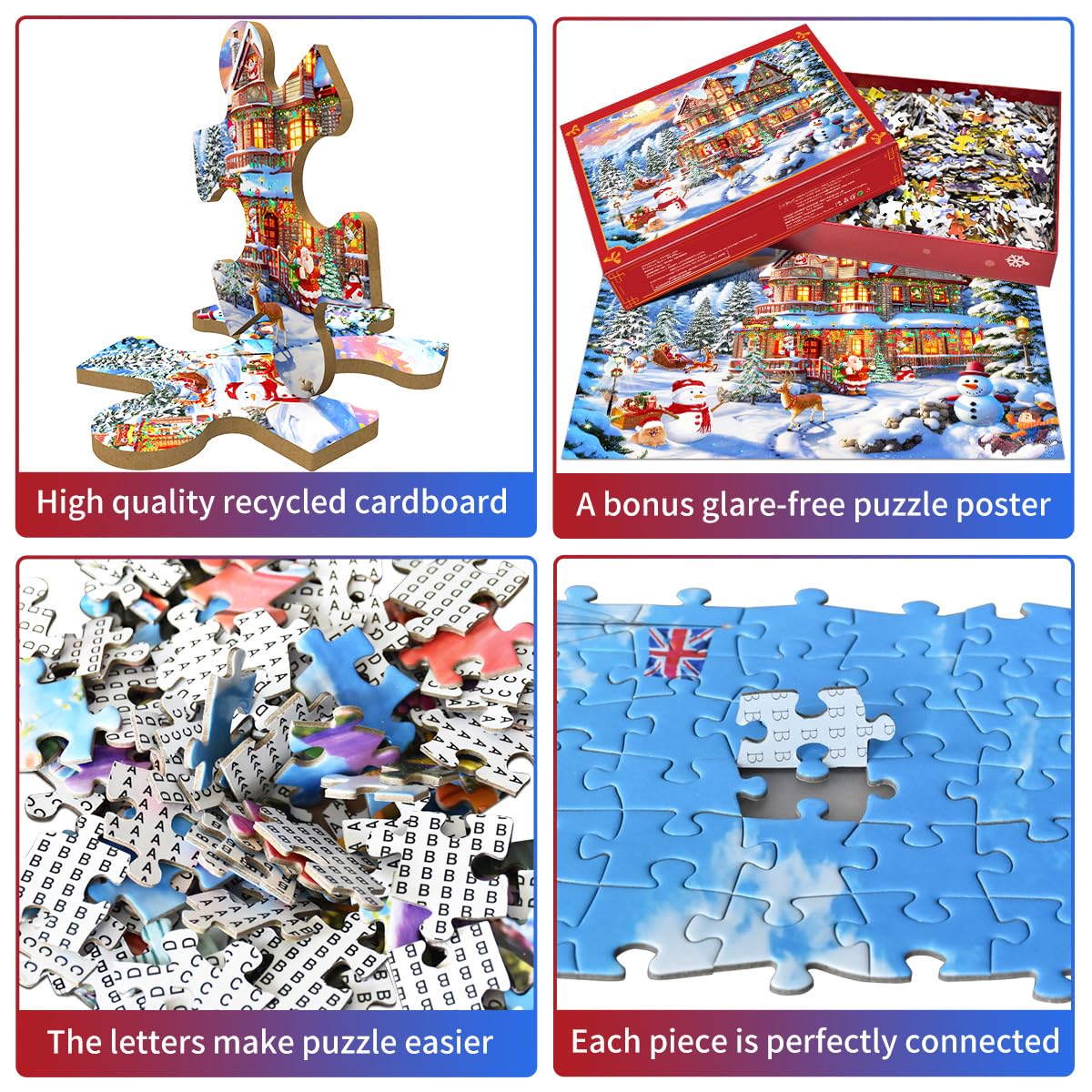 Huadada Christmas Puzzles 1000 Pieces For Adults - Christmas Cheer Jigsaw Puzzle 1000 Piece- Jigsaw Puzzles For Adults And Kids 1000 Piece Holiday Jigsaw Puzzle