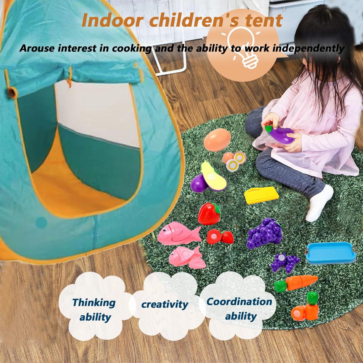 Podero, Kids Play Tent, Kids Play Pop Up Tent, Pop Up Tent For Kids, Kids Tents For Inside, Kids Tent With Toys, 21 Pcs, For Kid