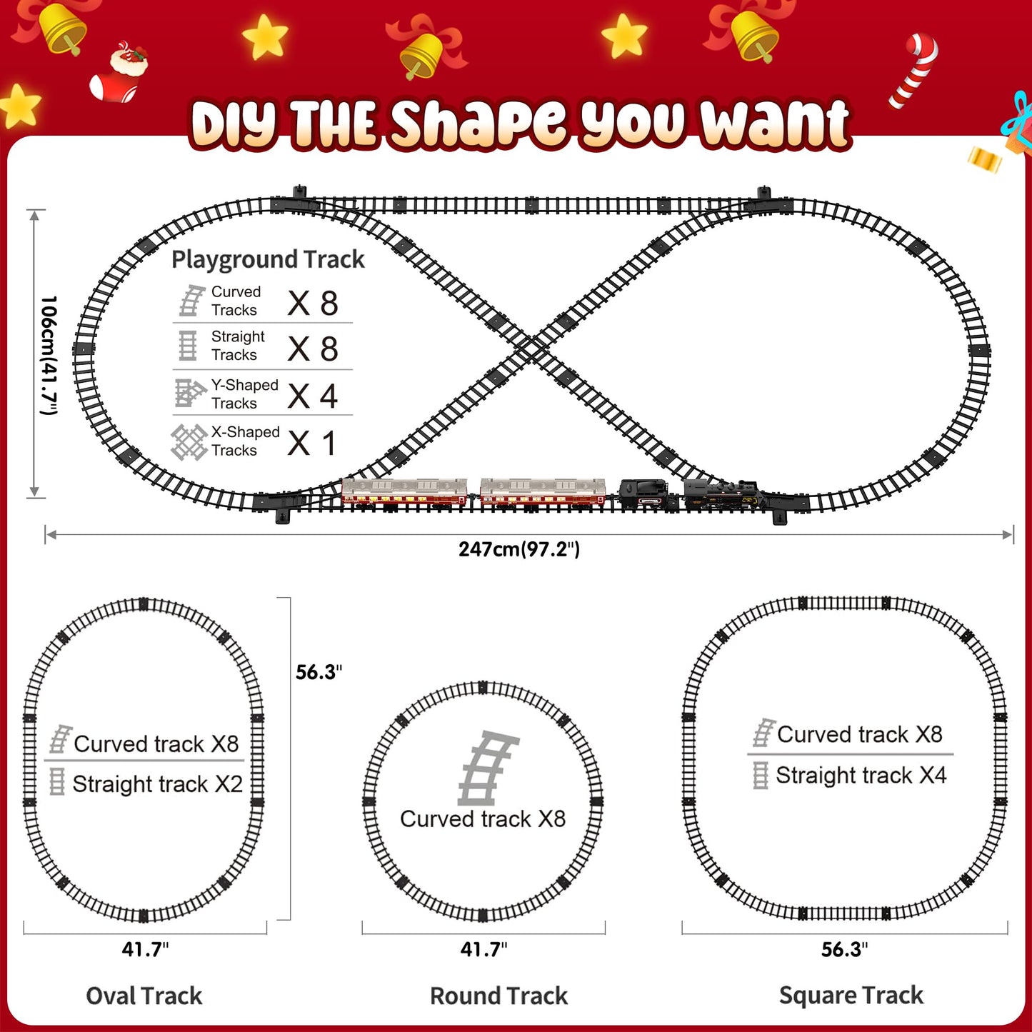 Hot Bee Train Set, Christmas Tree Train Toys With Luxury Tracks & Glowing Passenger Cars, Metal Toy Train With Smoke, Sound And Light, Toddler Model Train Set For 3 4 5 6 7+ Years Old Boys Gifts Kids