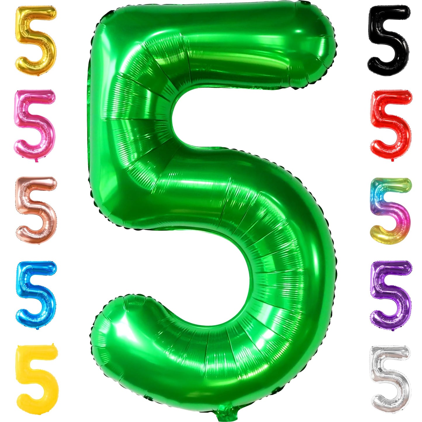 Katchon, Big, Green Five Balloon Number - 40 Inch | Green Number 5 Balloon, 5Th Birthday Decorations For Boys | 5 Year Old Balloon, 5 Year Old Boy Birthday Decorations | Dinosaur Birthday Decorations