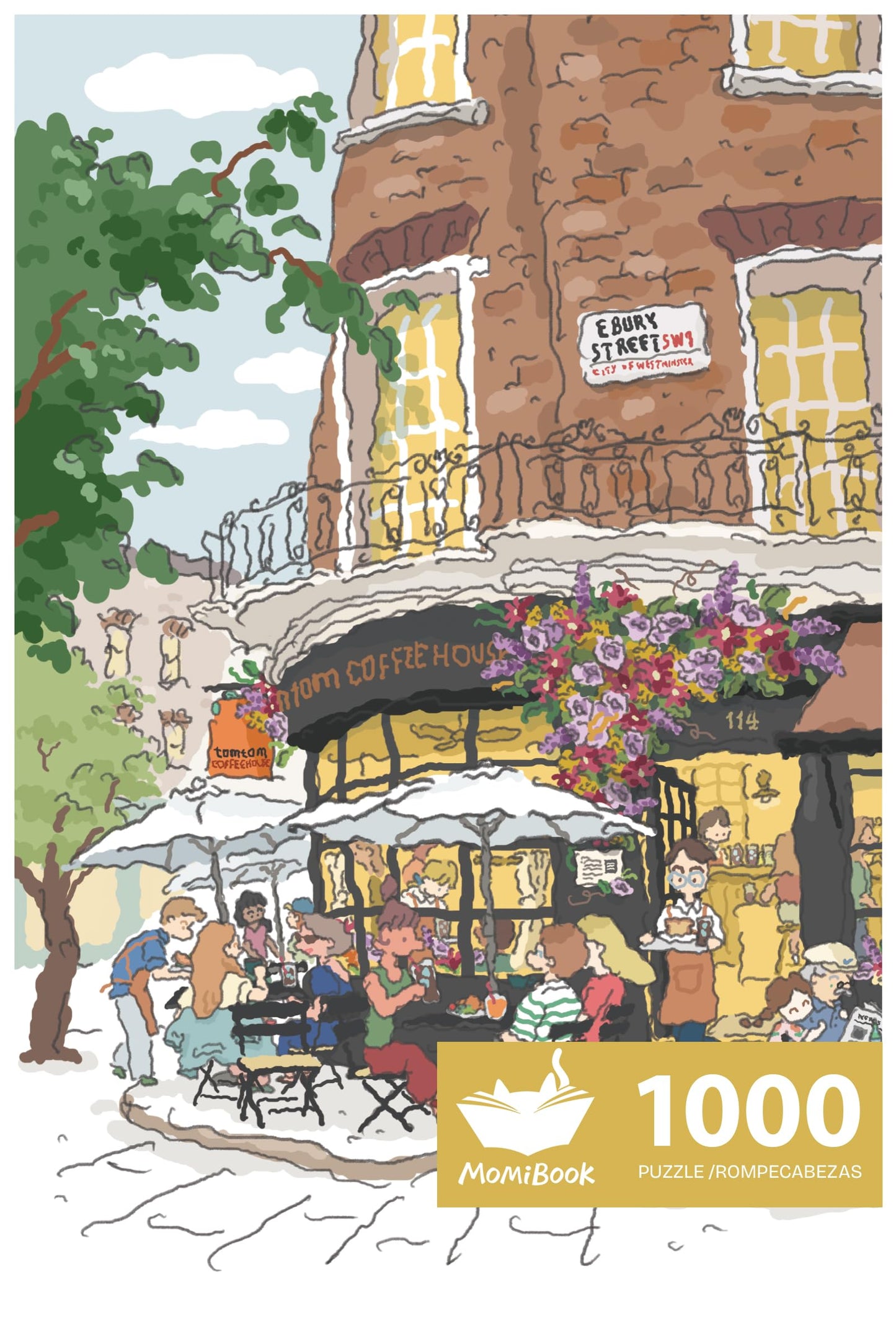 MOMIBOOK Puzzles for Adults 1000 Piece Jigsaw Puzzles of Afternoon at The Corner, Painting Image Sotre Puzzle Challenging Hard I