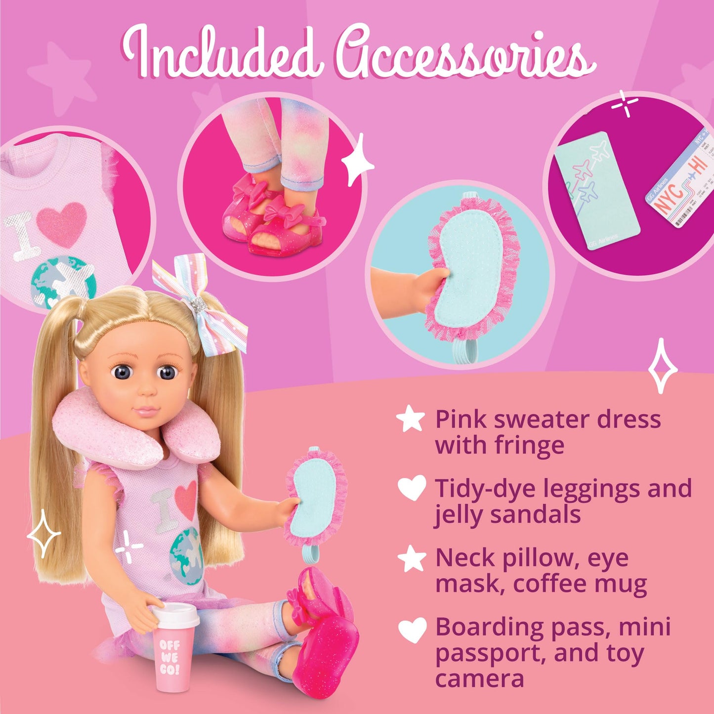 Glitter Girls - Percy14-Inch Poseable Fashion Doll With Travel Accessories & Camera - Blonde Hair & Unique Purple Eyes - Dolls F
