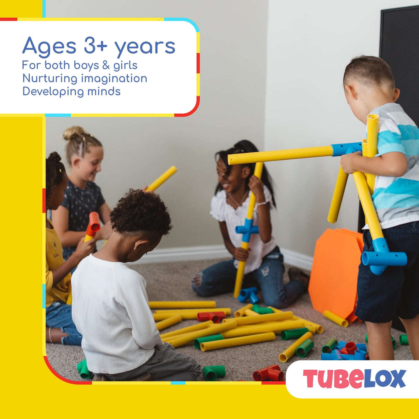 Tubelox Deluxe Building Set - The Ultimate Kids Stem Toy Set - Create Anything - Supports Kids Weight For Endless Possibilities | 220 Piece Set