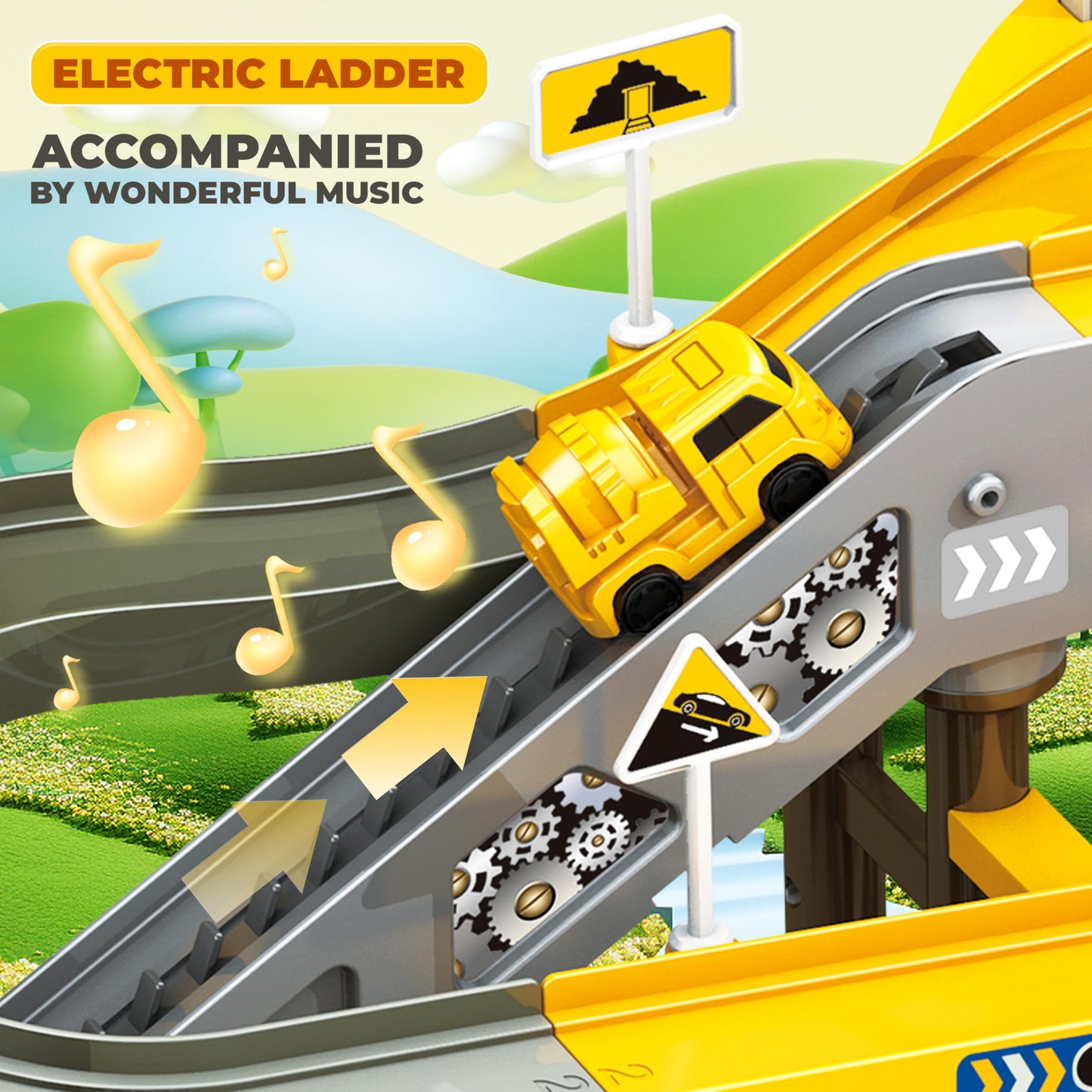 Toys For 3 Year Old Boys - Smiesskiddo 68 Pcs Stem Construction Race Track Set With Music & Mining Scenes | Montessori Learning