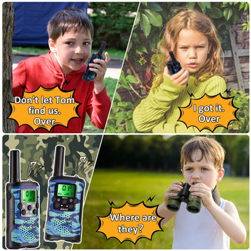 Walkie Talkies For Kids Toys For Boys Aged 5+ Outdoor Toys 2 Way Radio 22 Channel 3 Miles Range For Camp Hunt Adventure Game Birthday For Boys 6 7 8 9 10 Year Old Boys Gifts (Blue)