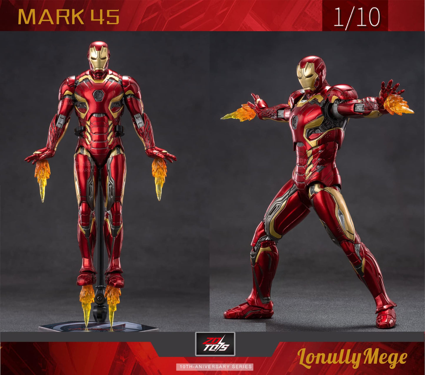 Lonullymege Ironman Mark45 Action Figure-2023 New Released 7 Inch Exquisite Painting Collection Movable Model Toys (1/10 Scale)