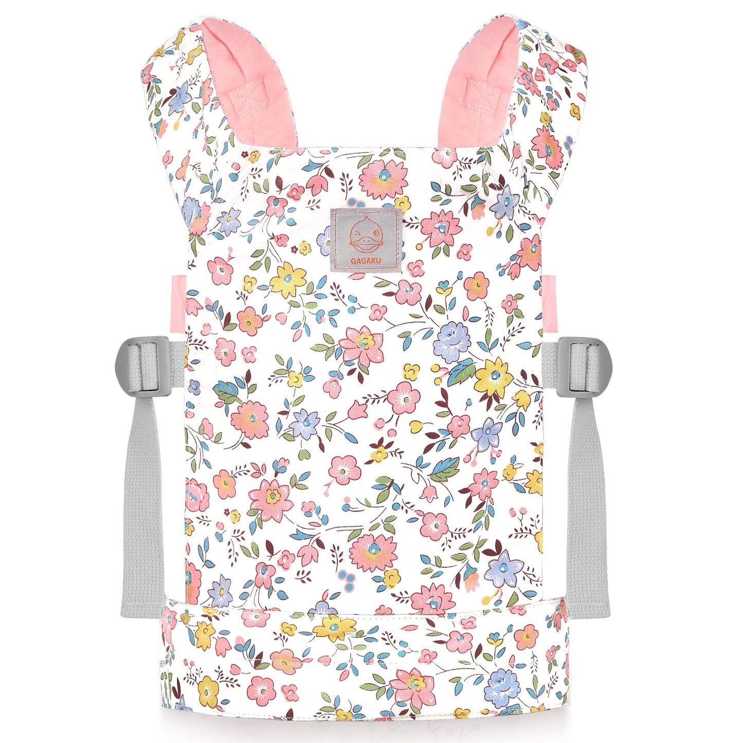 Gagaku Baby Doll Carrier For Kids Stuffed Animal Carrier Reborn Baby Carrier With Adjustable Straps For American Girl Doll Bitty Baby Doll Accessories - Pink (Flowers)