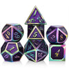 Purple Metal Dice Set D&D, DNDND 7 Die Enamel Polyhedral DND Dice Set with Metal Tin for Dungeons and Dragons and Role Playing G
