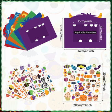 Funrous 48 Pcs Picture Frame Craft Kits Halloween Paper Cartoon Theme Photo Frame DIY Art Craft Kits for Kindergarten Preschool
