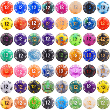 AUSTOR 56 Pieces 12 Sided Dice Set Mix Color D12 Dice Polyhedral Dice Assortment with a Black Velvet Storage Bag for DND RPG MTG