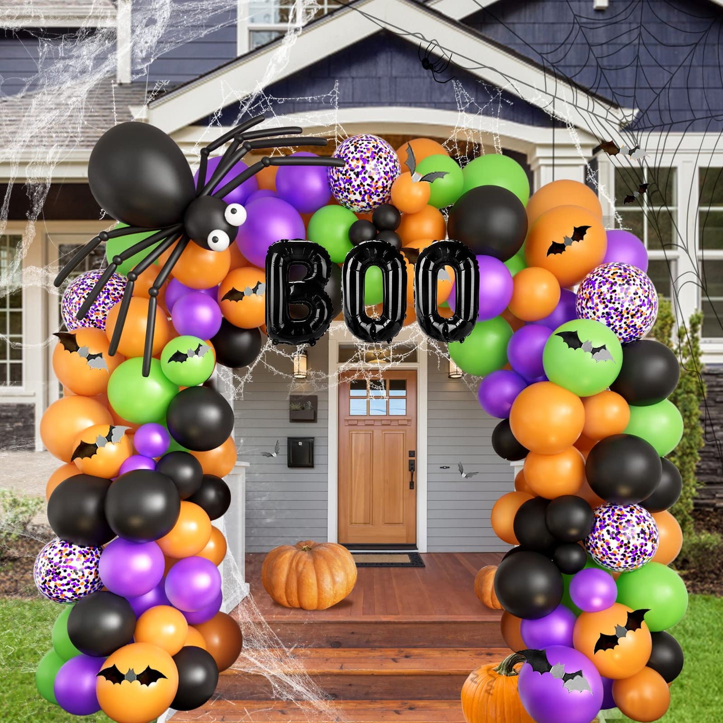 Halloween Balloons Garland Arch Kit Diy Halloween Party Supplies With Boo Foil Balloon Spider Balloon Black Orange Purple Fruit