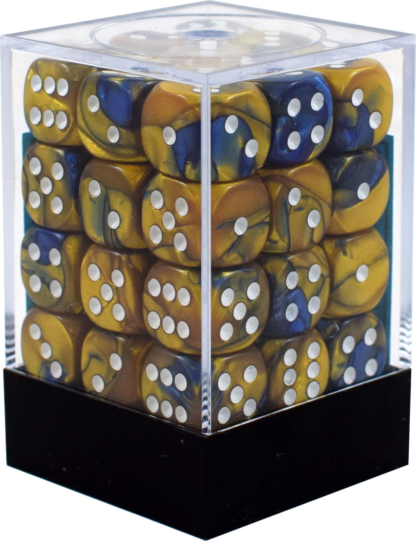 Chessex Gemini 12mm d6 Blue-Gold w/White Dice Block 36 Dice