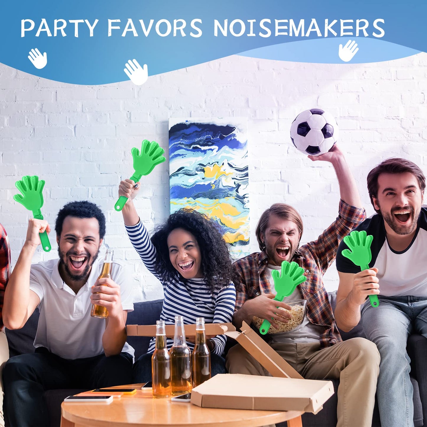 Zcysrlqin 24 Pcs Lime Green Hand Clappers 7.5 Inch Clappers Noisemakers Noise Makers Party Favors Plastic Clapper Sporting Event