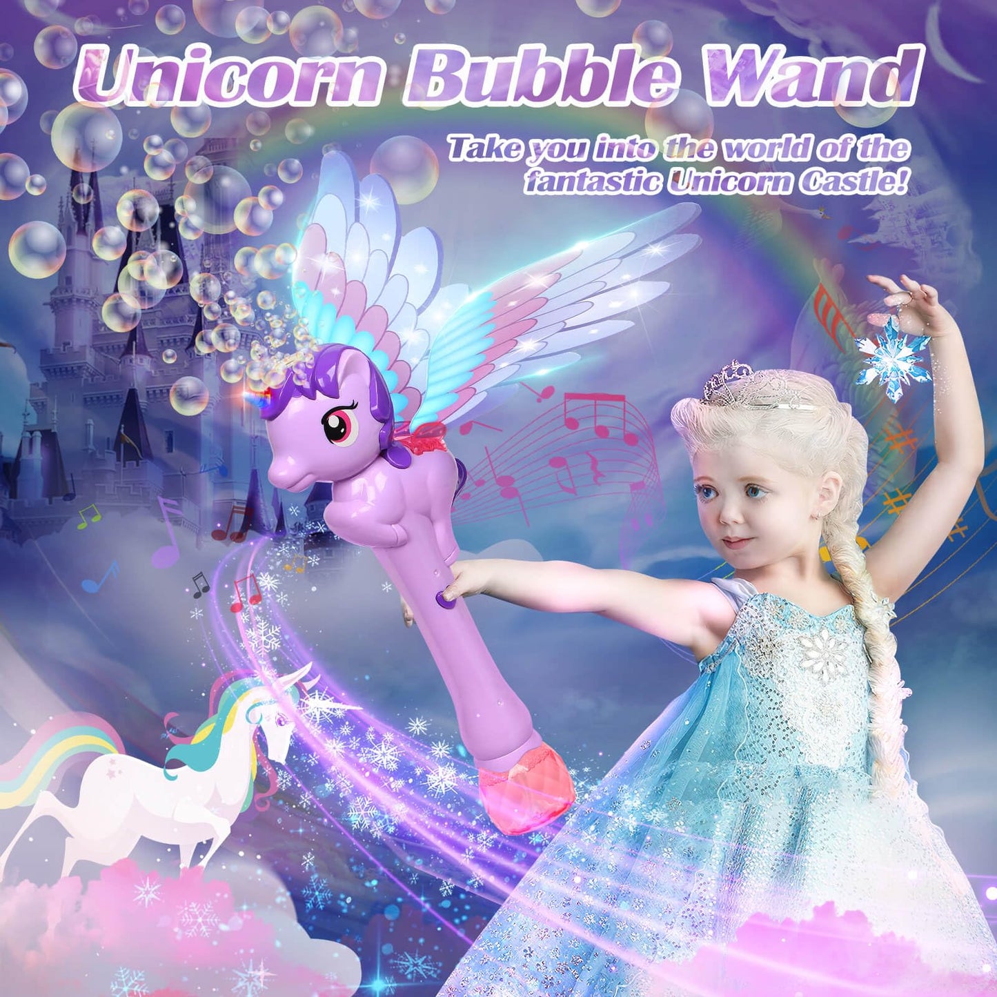 Dolanus Bubble Wands For Kids Toys Ages 3 4 5 Year Old Girl: Unicorn Toys Princess Wand, Toddler Girl Toys Age 3 4-5 6 Years Old