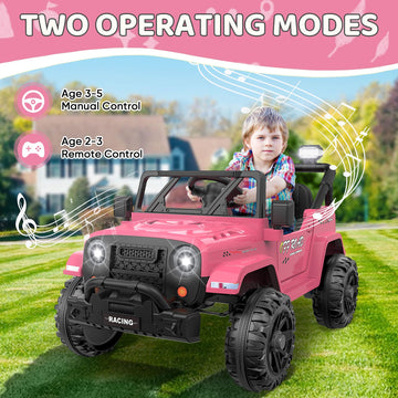 ARBELI 12V Ride On Truck Car with Remote Control, Kids Electric Vehicles with Bluetooth Music, Horn, 3 Speeds, 4 LED Lights, Sof