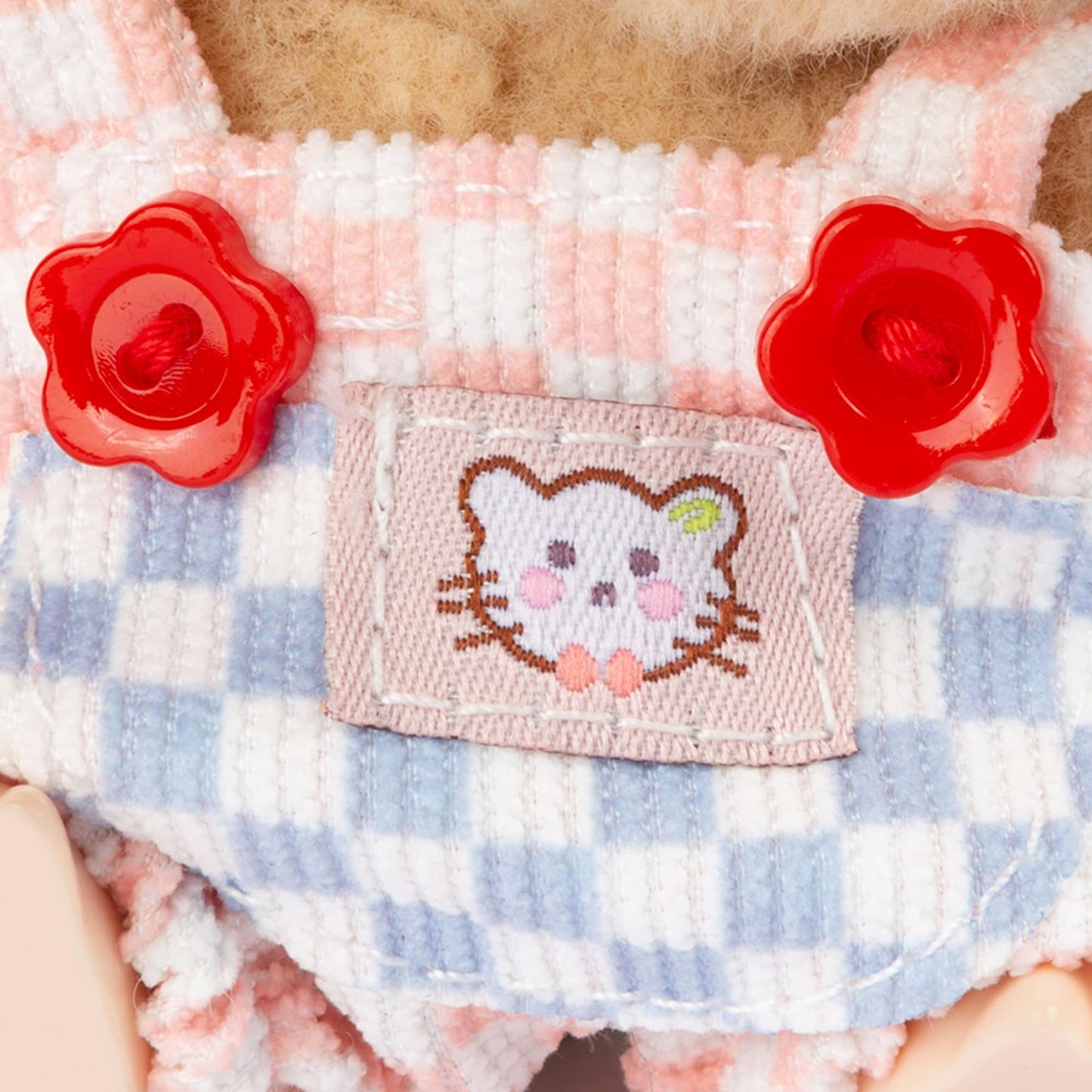 17cm Doll Clothes - Kawaii Chic Style Set for 17cm Dolls Cute Doll Outfit with Accessories - Pink and White Check Romper + Heart Shaped Pink Hat (Clothes Only)