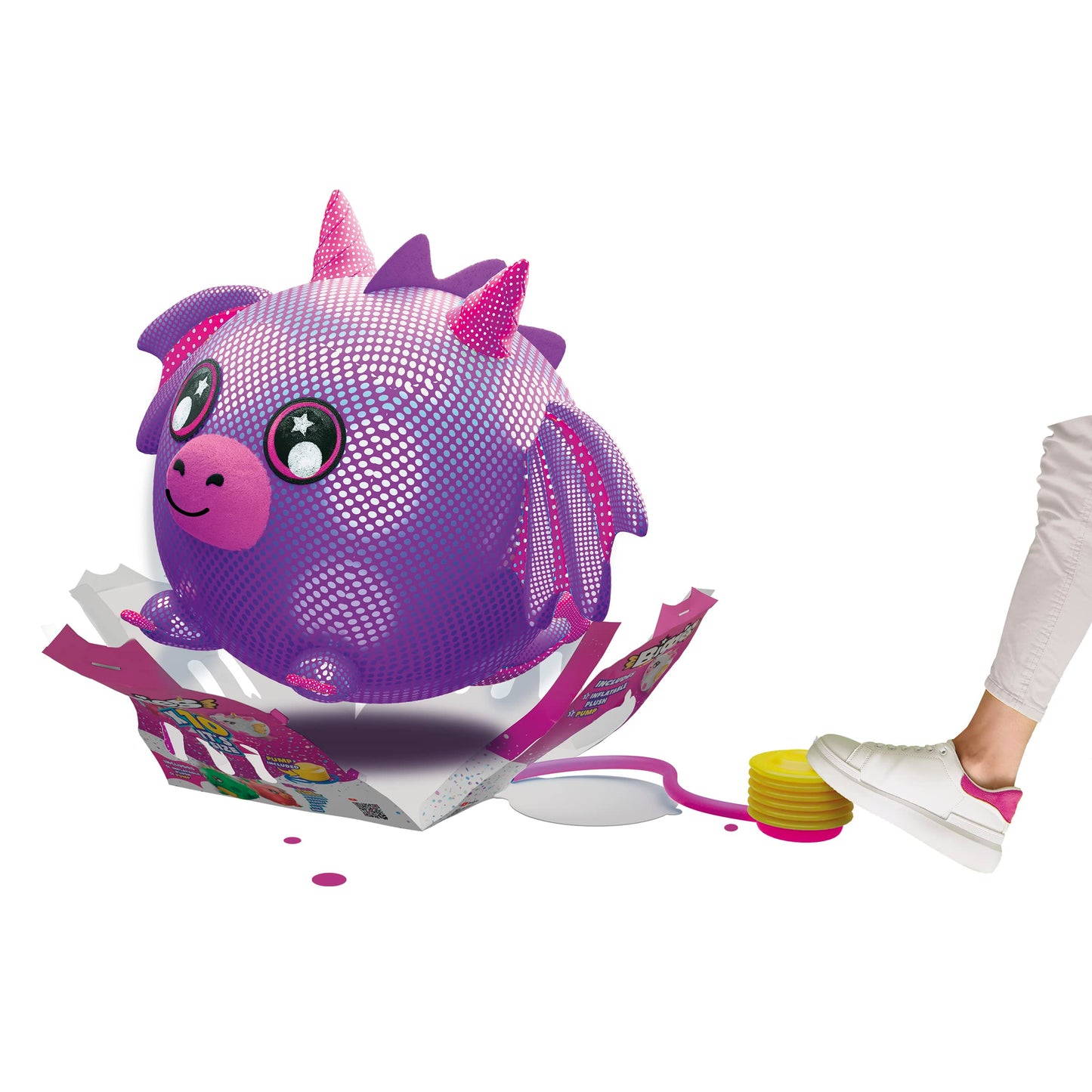 Biggies Dragon Inflatable Plush Toy - Soft, Squishy, Purple - Perfect for Ages 3-10 with Pump Included