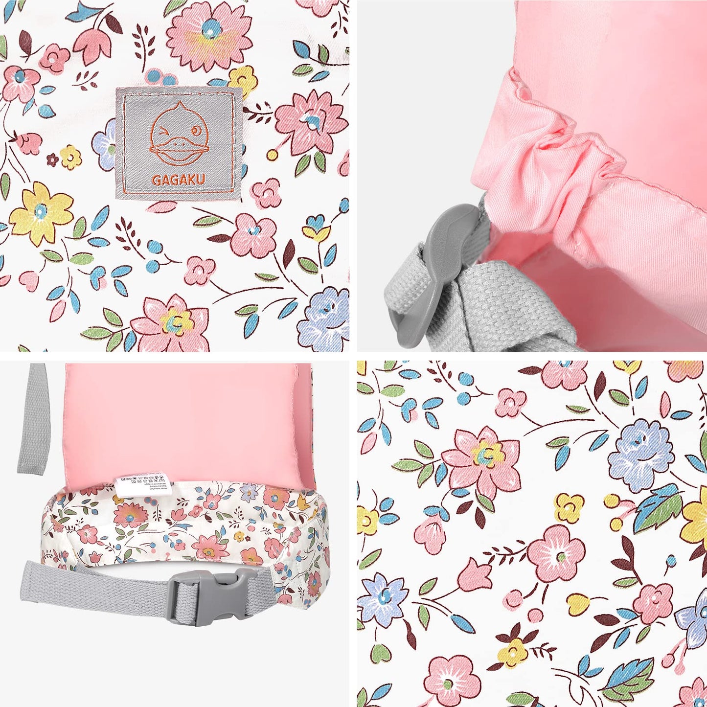 Gagaku Baby Doll Carrier For Kids Stuffed Animal Carrier Reborn Baby Carrier With Adjustable Straps For American Girl Doll Bitty Baby Doll Accessories - Pink (Flowers)