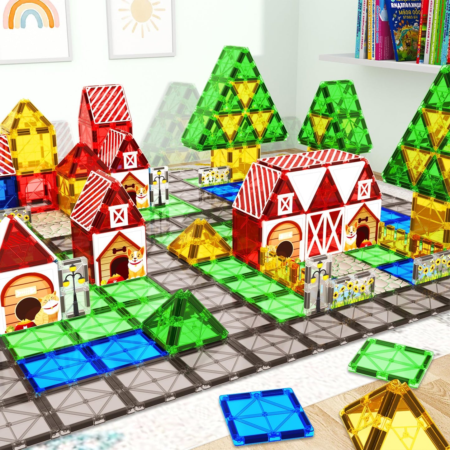 Magnetic Tiles Toddler Toys Garden Farm Animal Set, Magnetic Blocks Montessori Sensory Educational Learning Building Magnet Toys