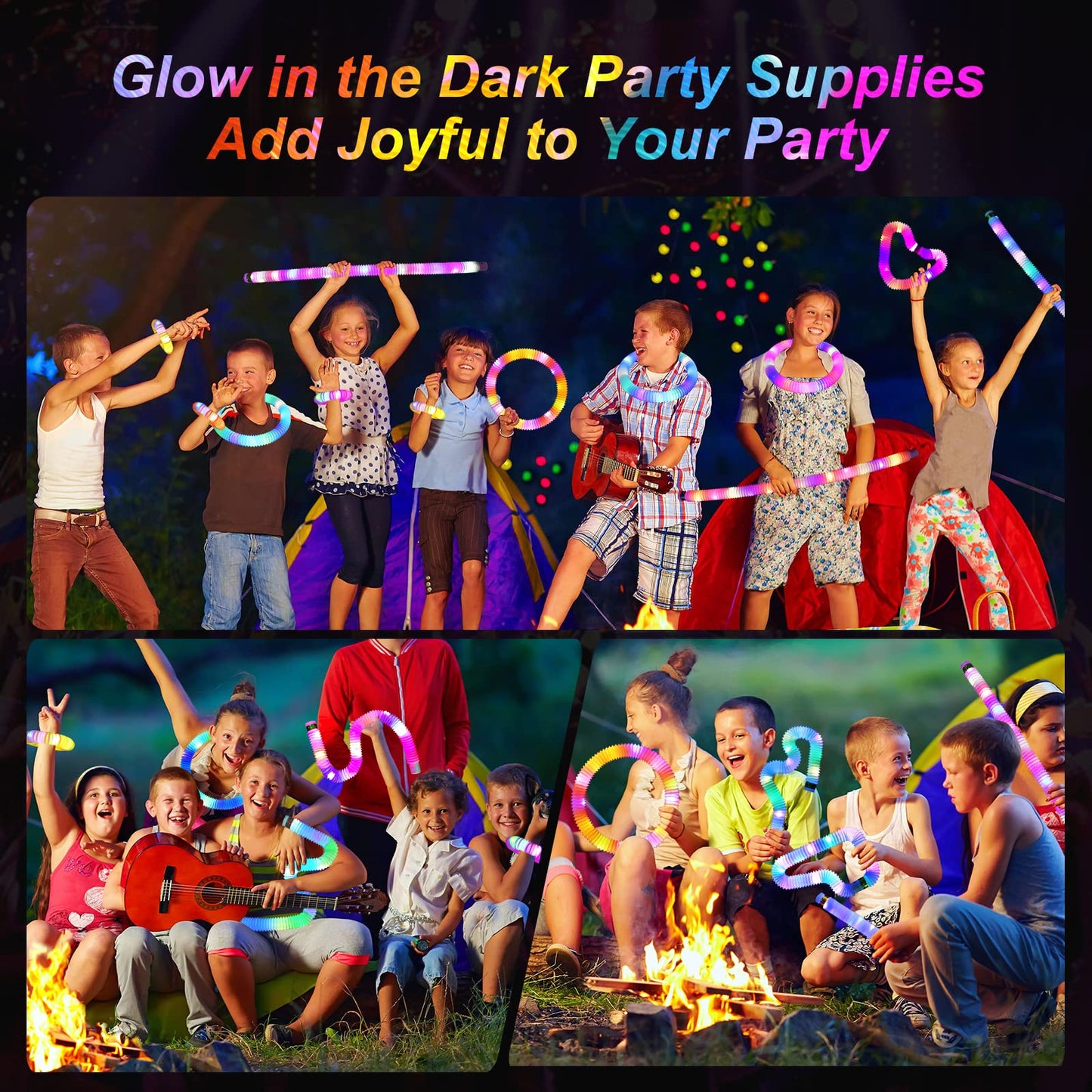Glow Sticks Light Up Fidget Pop Tubes 18 Pack Glow In The Dark Party Supplies Toddler Sensory Toys, Glow Stick Party Pack Hallow