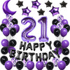 Naninuneno 21St Birthday Decorations Set For Girl Women Boy Men ,Purple Black 21 Happy Birthday Balloons Supplies With Purple Nu