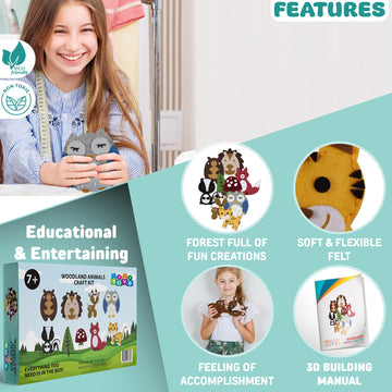 Momotoys Sewing Kit For Kids, Fun & Educational Woodland Animals Sew Craft Set For Boys And Girls Ages 8-12, Complete Beginner S