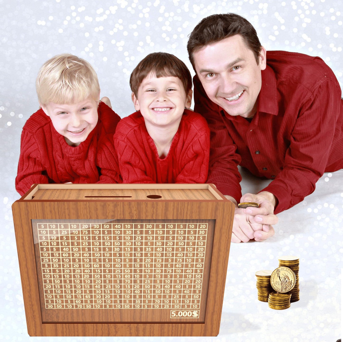 Piggy Bank For Adults Kids, Wooden Coin Bank For Boys And Girls, Adults Money Box With Counter For Savings Goal $5000 Best Gift