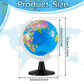 Henoyso 12 Pcs World Globe For Kids Learning 3.4 Inches Mini Rotating World Map Globes Educational Globes With Stand Kids Globe