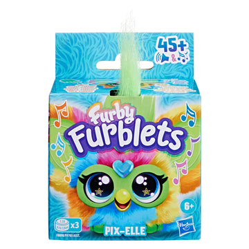 Furby Furblets Pix-Elle Mini Friend, Gamer Music, Speaks Only Furbish, Electronic Plush Toys For Girls & Boys, Interactive Pets, Multicolor, Easter Basket Stuffers, 6+
