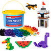 Play Platoon 1100 Pieces Building Bricks Set - Classic Bulk Small Blocks - Assorted Tub Of Brick Toys For Kids - Includes Wheels, Tires, Axles, Windows & Door Pieces - Compatible With All Major Brands