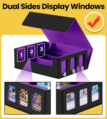 Newloop Trading Cards Storage Box - 6-Window Display 2400+ Tcg Commander Deck Case With 6 Card Holders For Magic The Gathering Y