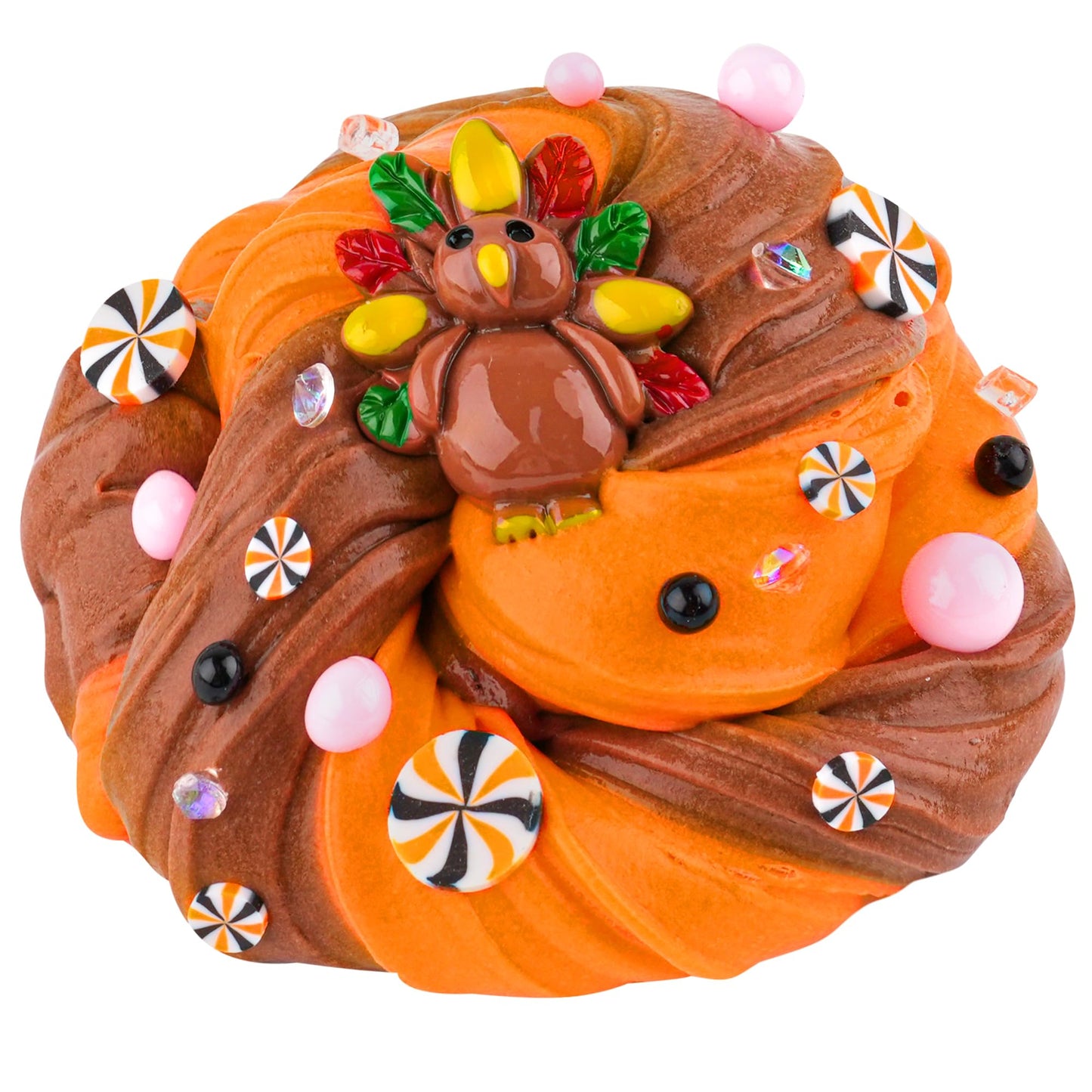 Turkey Orange & Brown Butter Slime, Super Soft And Non-Sticky Premade Slime, Slime Party Favors For Kids, Sensory Toys Girls Gif