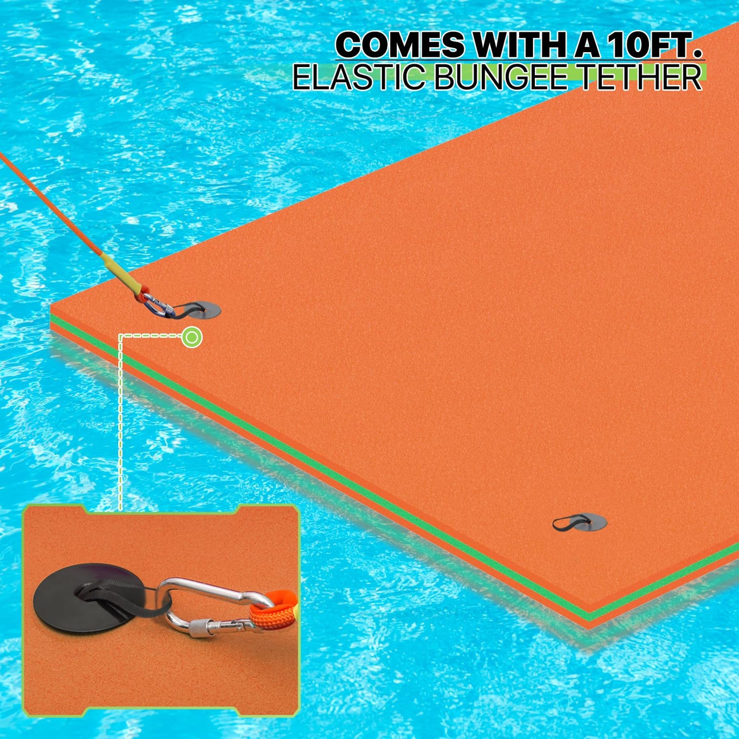 Magshion 18X6 Ft Extra-Large Floating Water Mat, Spacious Pool Float Pad For Lakes, Includes Elastic Tow Rope & Storage Straps,