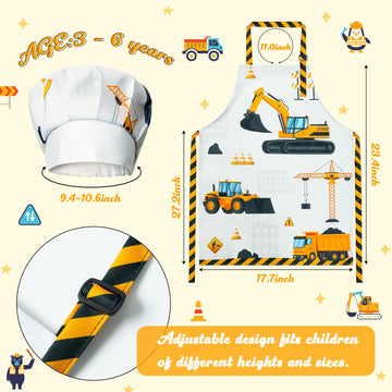R HORSE Kid Apron and Chef Hat Set - 2Pcs Adjustable Vehicle Children Kitchen Apron Dress up Role Play Chef Toy Kid Funny Cookin