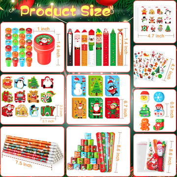 BenLouis Christmas School Stationery Set Party Favors Xmas Classroom Gift Prizes Bulk for Students Kids Holiday Stockings Pinata