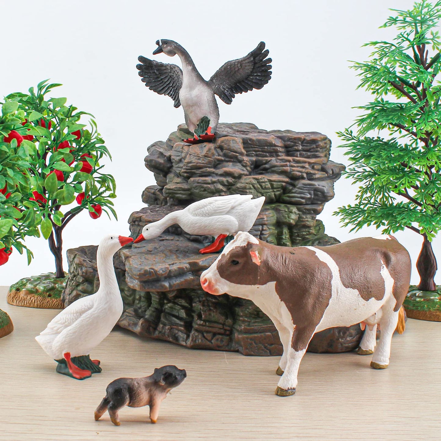 Lc Joycre 5Pcs Goose Toy Goose Figurine Cow Toy Piggy Animal Figure For Toddlers Preschool Animals Figures Eduactional Project D