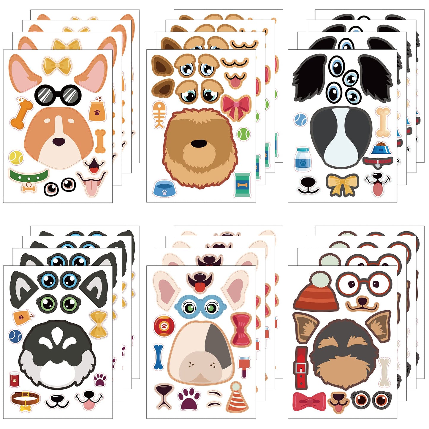 Dorgua Make-A-Face Sticker Set, Make A Dogs Stickers For Kids Dog Lover, Diy Craft Stickers Face Stickers Decor, Make Your Own D