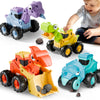 iPlay, iLearn Dinosaur Truck Toys for Toddlers, Boys Dino Press Go Racing Cars, Kids Construction Sandbox Vehicles Playset, Baby