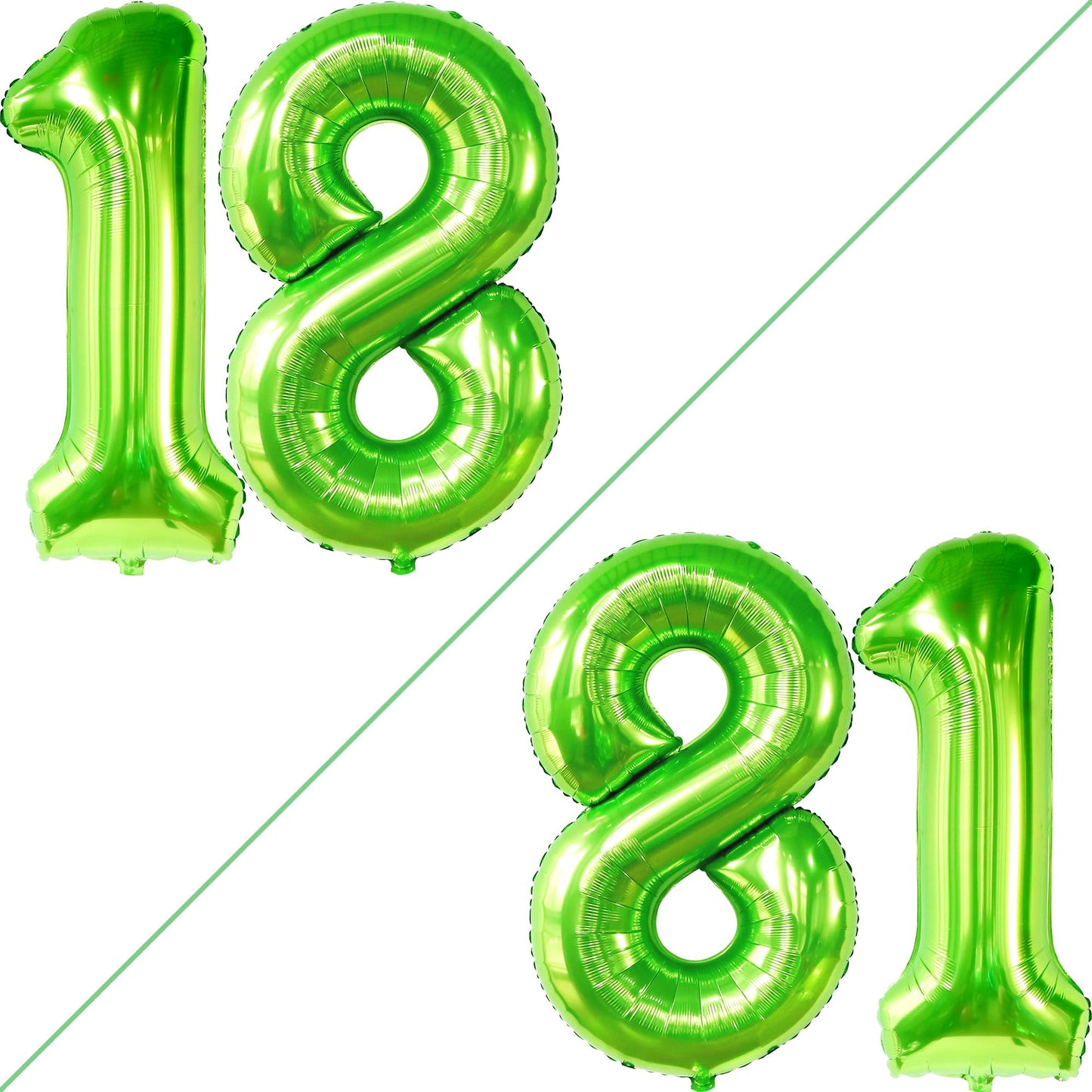 Katchon, Light Green Neon Number 18 Balloon - 40 Inch | 18 Balloon Numbers, 18Th Birthday Decorations For Boys | 18 Number Lime Green Balloon | Lime Green Number 18 Foil Balloons | 18 Number Balloons