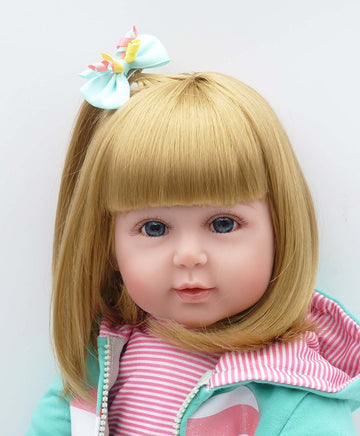 Babyfere Realistic Reborn Toddlers Dolls Girls Blond Hair Look Real Soft Vinyl Toddler Dolls Silicone 24 Inches With Clothes